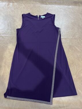 Calvin Klein Purple Sleeveless Mini Dress with Polka-Dot Trim